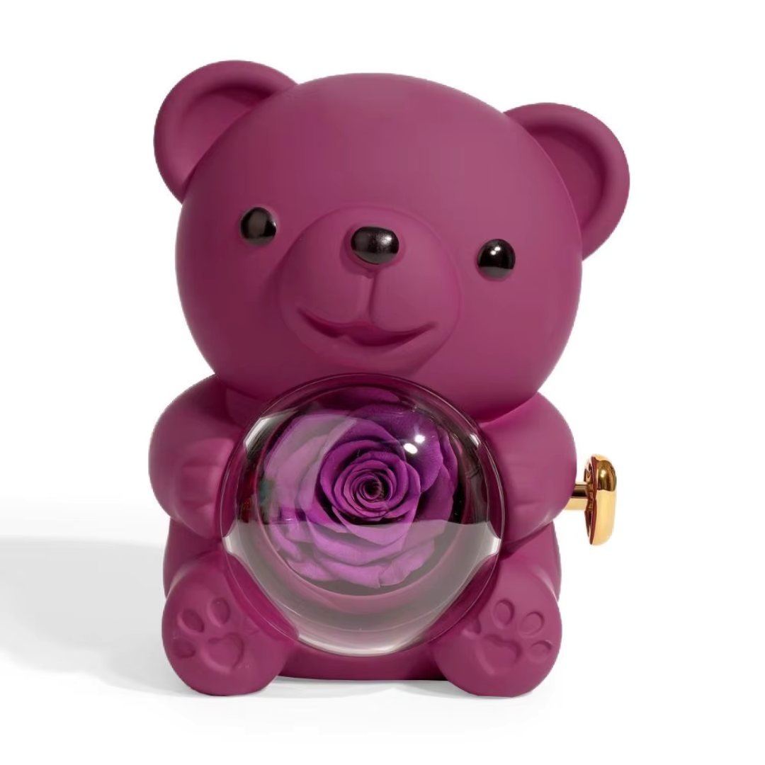 Personalized Necklace w/ Eternal Rose Bear