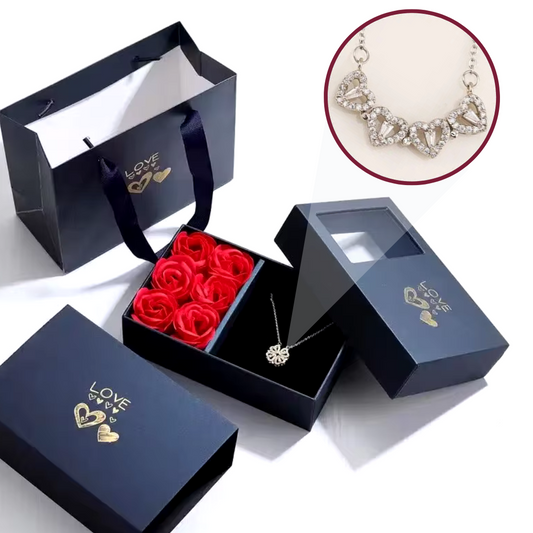 Lucky Heart Necklace w/ Rose Gift Box