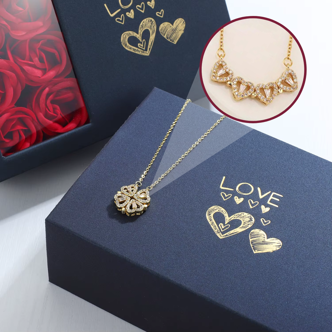 Lucky Heart Necklace w/ Rose Gift Box