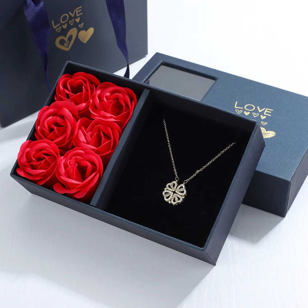 Lucky Heart Necklace w/ Rose Gift Box